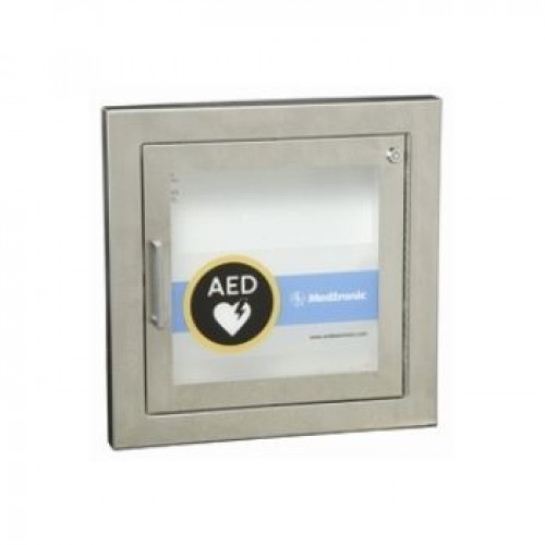 Physio-Control Semi Recessed Wall Cabinet, Stainless Steel, w/ Alarm